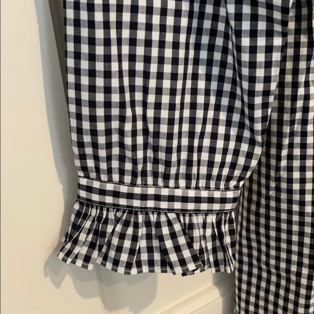 J.Crew Classic-fit ruffleneck shirtdress dress navy check AY173 - Picture 5 of 14